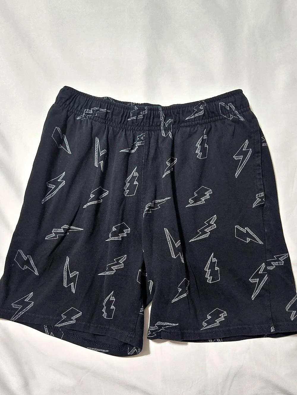 Cat & Jack Boys Lightning Bolt Pull-On Shorts Large Black & White